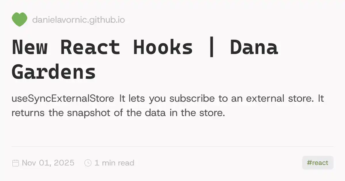 New React Hooks | Dana Gardens